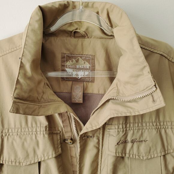 VTG Men Eddie Bauer Travel Explorer Safari Utility Jacket XL Pocket Outdoor Gorp - Picture 2 of 11